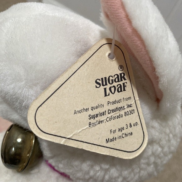 Vintage Sugar Loaf Lamb Sheep Wooly Plush Bell Black Feet 12 in Stuffed Animal - Picture 7 of 10